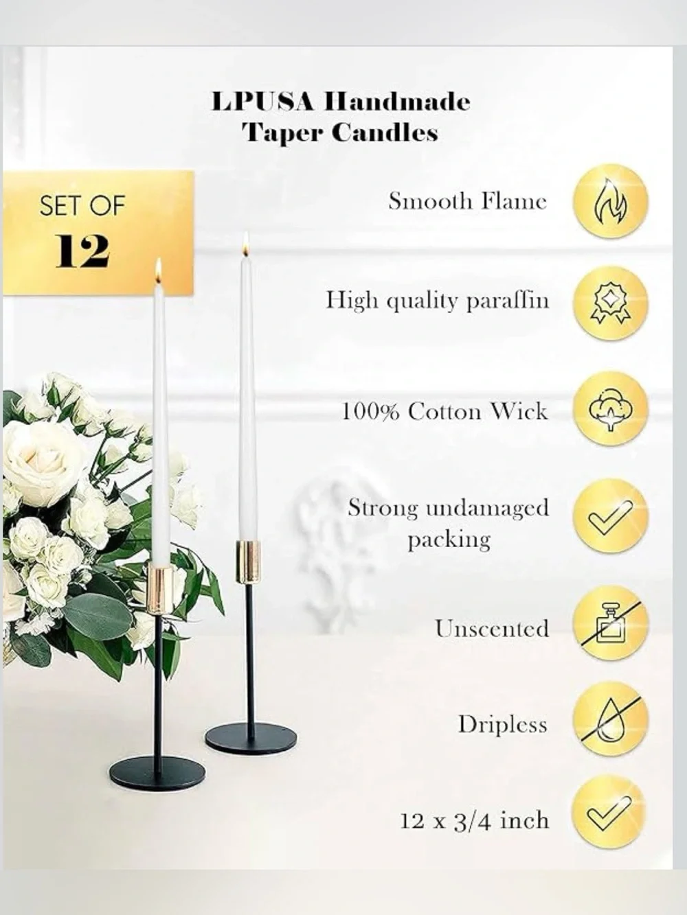 Floral Taper Candles Pink Tall Taper Candles Tulip Print 12 inch